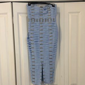 Blue Bandage dress with Silver Accents